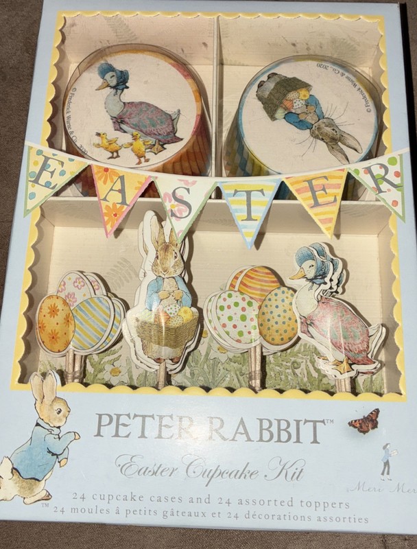 Meri Meri Peter Rabbit Easter Cupcake Kit 24 Cases 24 Toppers