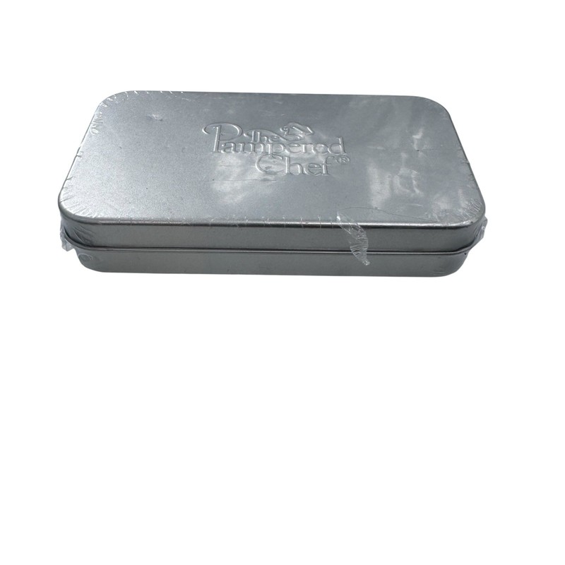 PAMPERED CHEF Creative Cutters Set Mini Cookie Cutter Set of 8 Storage Tin NEW! gallery