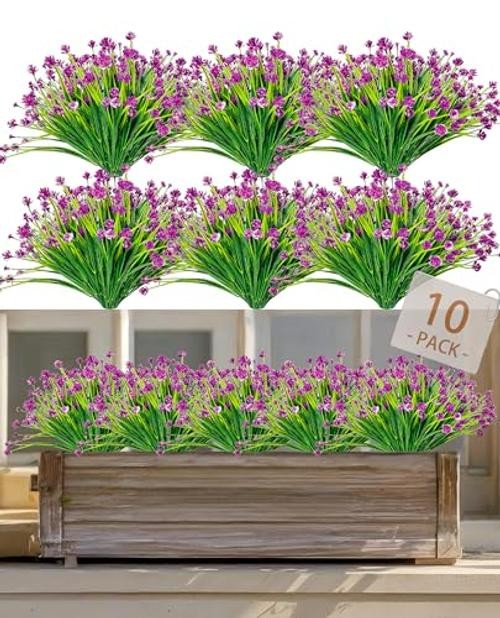 10 Bundles Outdoor Artificial Faux Flowers UV Resistant No Fade Fake Fuchsia gallery