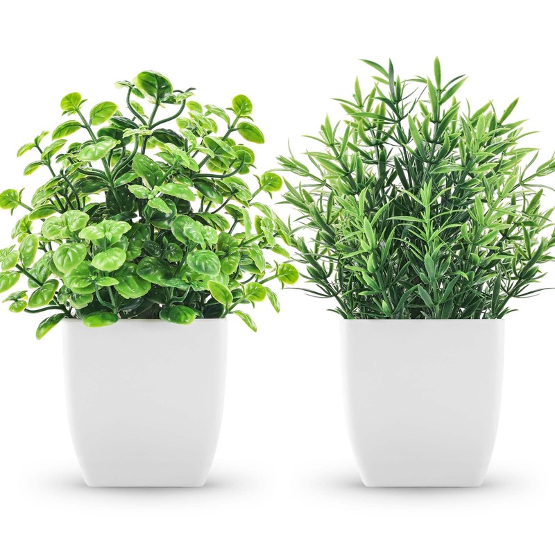 ZJIA 2 Pack Fake Plants Small Artificial 9.84 x 5.91 x 3.15 inches, Green