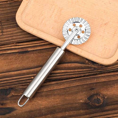 Pastry Wheel Cutter, Stainless Steel Fluted Pasta Crimping Wheel Dough Crimper gallery