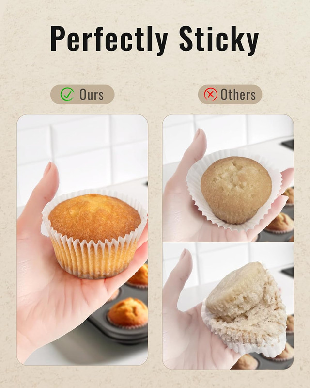 200pcs Standard White Cupcake Liners for Baking, Upgraded Natural Muffin Liners, gallery
