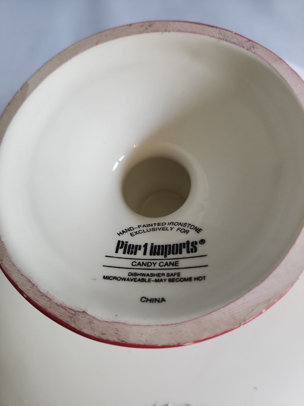 Pier 1 Imports Candy Cane Cake Stand Ceramic Christmas Serving Pie Plate 12" gallery