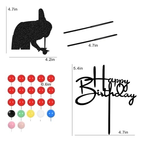 Billiards Cake Topper Billiards Birthday Decoration with Red Green Black White gallery