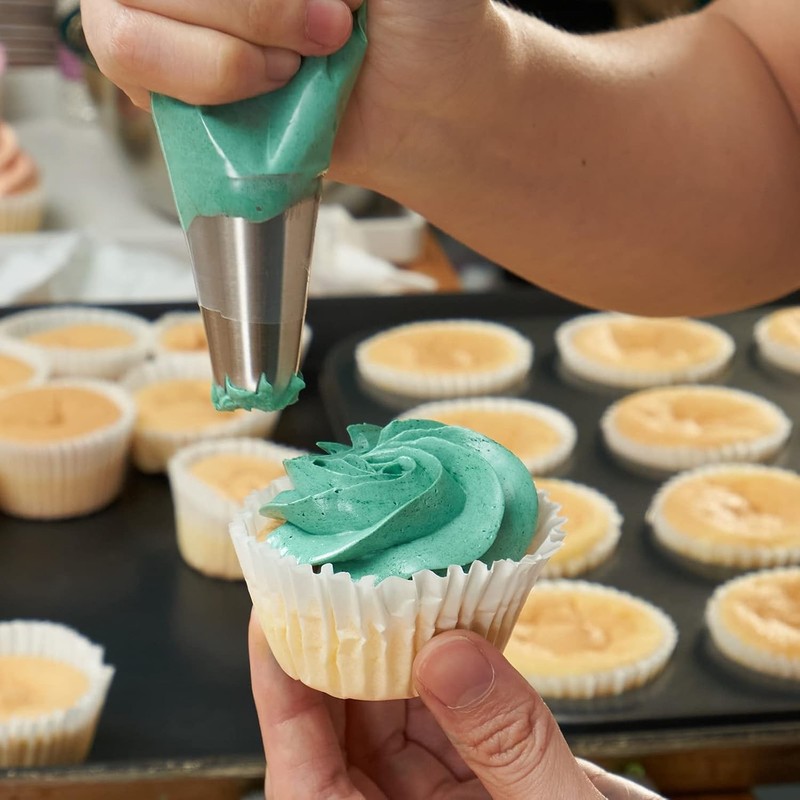 8-Piece Cake Decorating Tips Set – Stainless Steel with 10 Pastry Bags Included gallery
