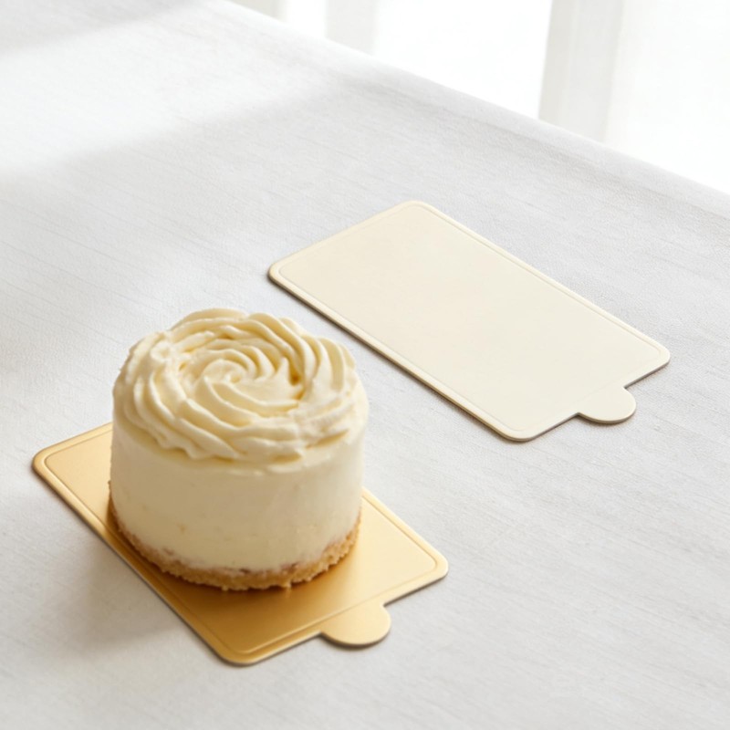 500 PCS Mini Rectangular Cake Boards 2.4"x4" Golden Mousse Cupcake Base Paper gallery