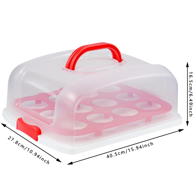 2in1 Cupcake Carrier and Cake Keeper with Lid, Rectangle Pie Carrier,Large Po... gallery