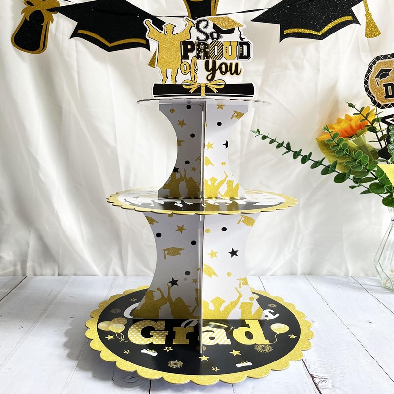 Graduation Cupcake Stand,3-Tier Graduation Theme Cardboard Cupcake Holder for... gallery