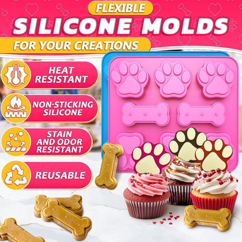 2 Pcs Dog Treat Molds Silicone – Frozen Dog Treat Molds for Baking and Freezing gallery