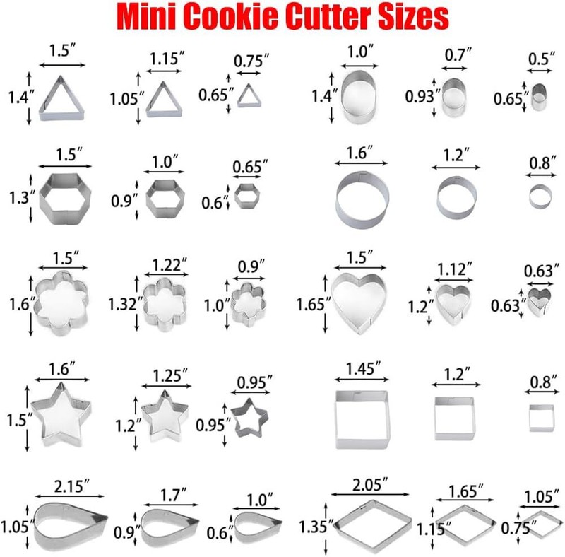 30Pcs Mini Cookie Cutter Set with Box, Small Stainless Steel Veggie Cutters,... gallery