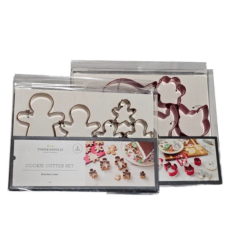 Threshold 2 For 1 Cookie Cutter Set Gingerbread Cats Nwt Stanless Steel