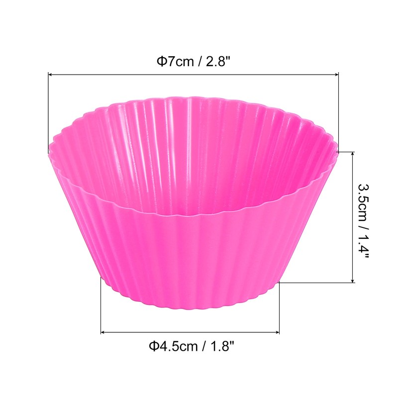 36Pcs Silicone Cupcake Baking Cups 2.8" Non-Stick Muffins Liners Rose Red gallery