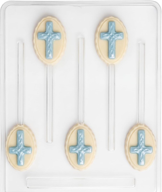 Cross on Oval Lollipop Chocolate Candy Mold 405 NEW gallery