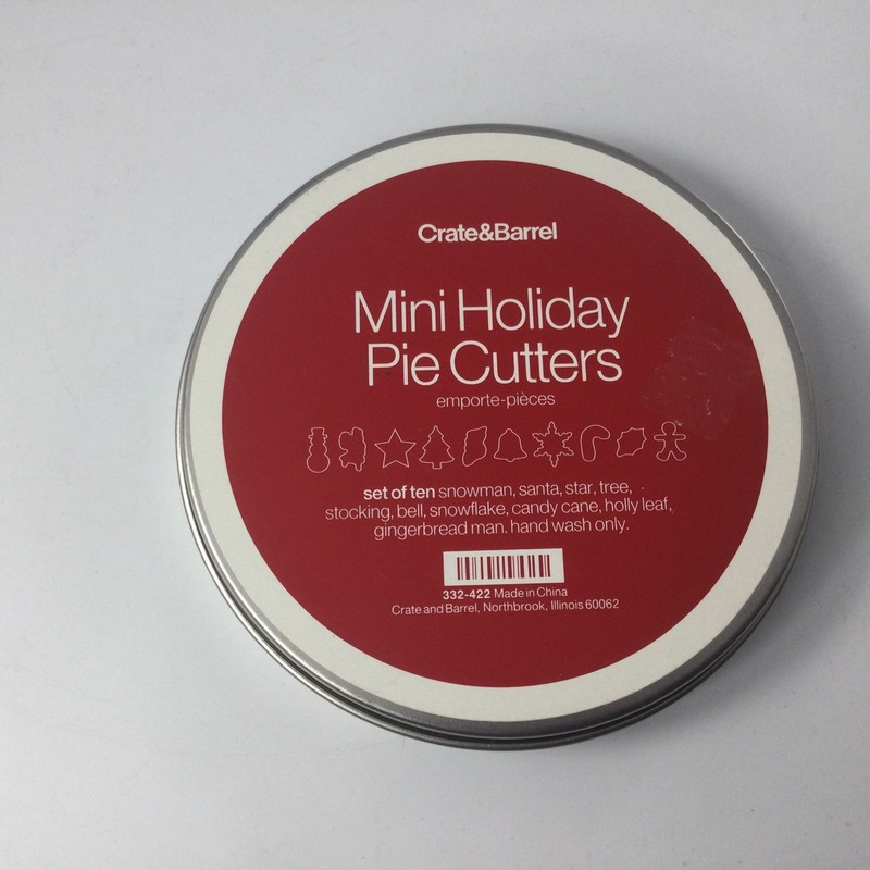 Crate & Barrel Mini Holiday Pie Cutters Tin Box