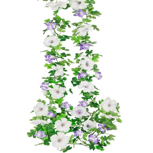 2 Pcs Artificial Flowers Vines Garland Purple Petunias Purple and Light Purple gallery