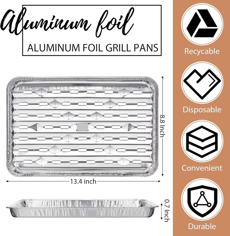 50 Pack Aluminum Grill Pans 9x13 Inch Broiler Pans Oven Disposable Aluminum gallery