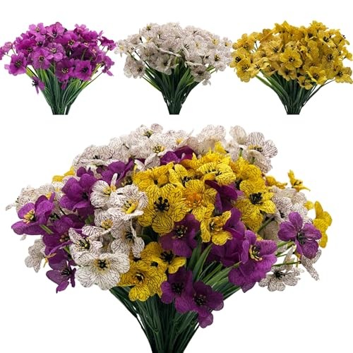 12 Bundles Mix-Color Artificial Flowers for Home Décor, No Mix(wyp)-3-colors