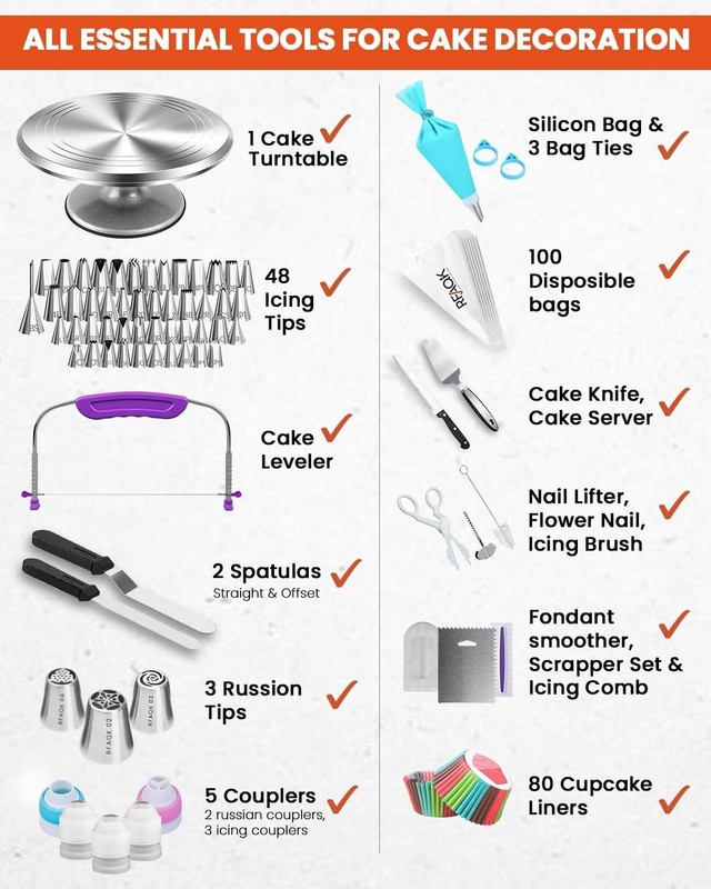 Complete 250pc Cake Decorating Set: Aluminum, Pro Tools, Beginner Ebook Included gallery