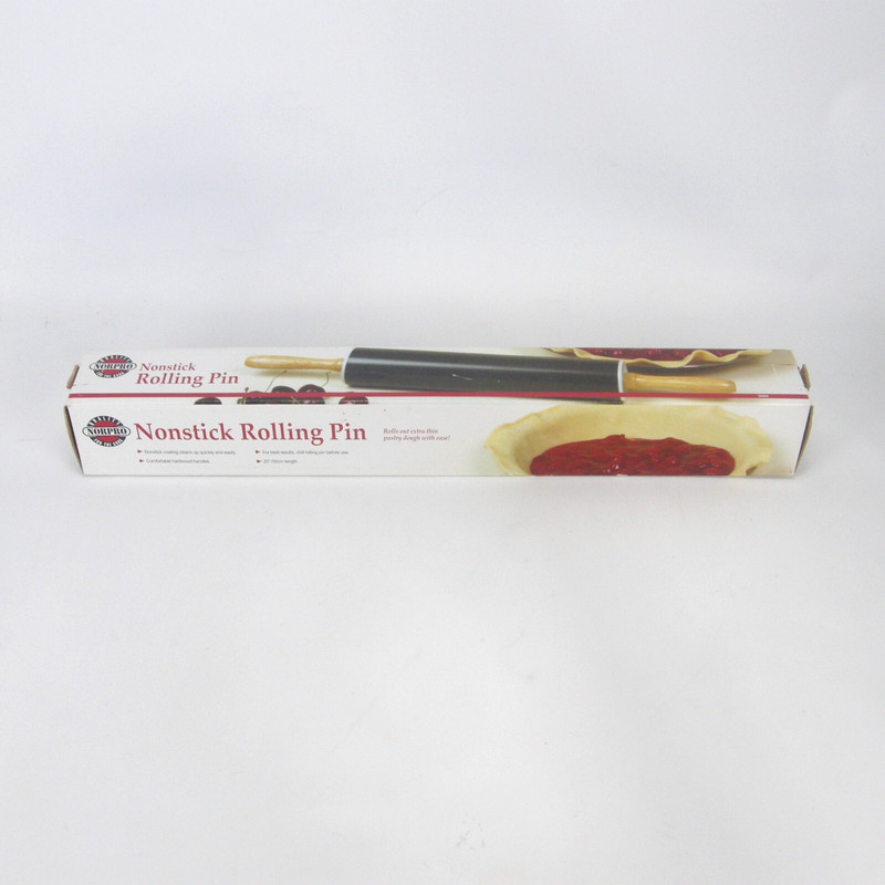 Norpro 20" Nonstick Rolling Pin Wood Handles NOB gallery