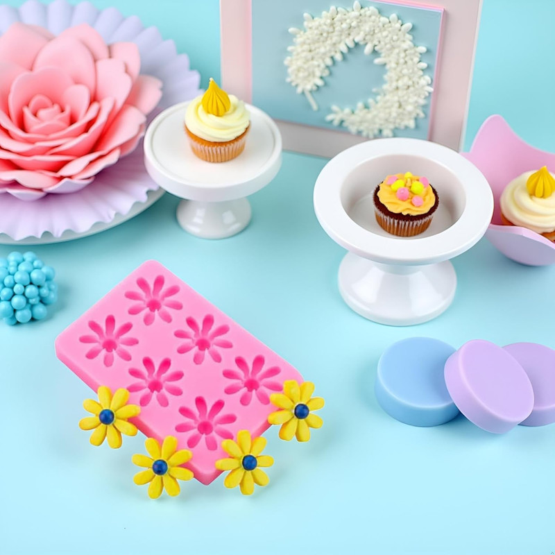 Daisy and Chrysanthemum Silicone Molds - Multi-Purpose Flower Shapes for Cake De gallery