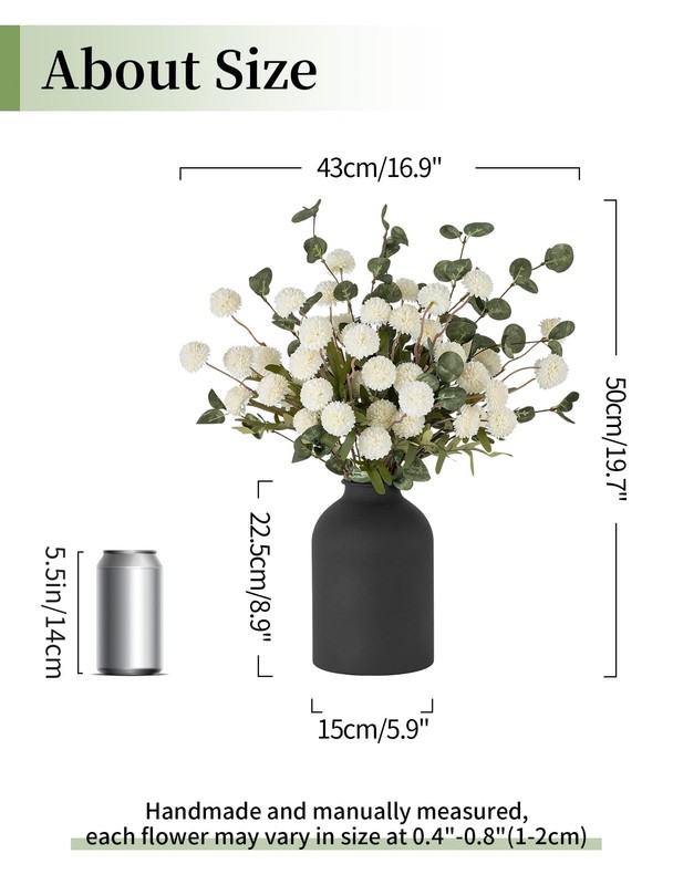 BLOSMON Fake Flowers in Vase for Centerpieces: Metal Vase with 12 Stems of Artif gallery