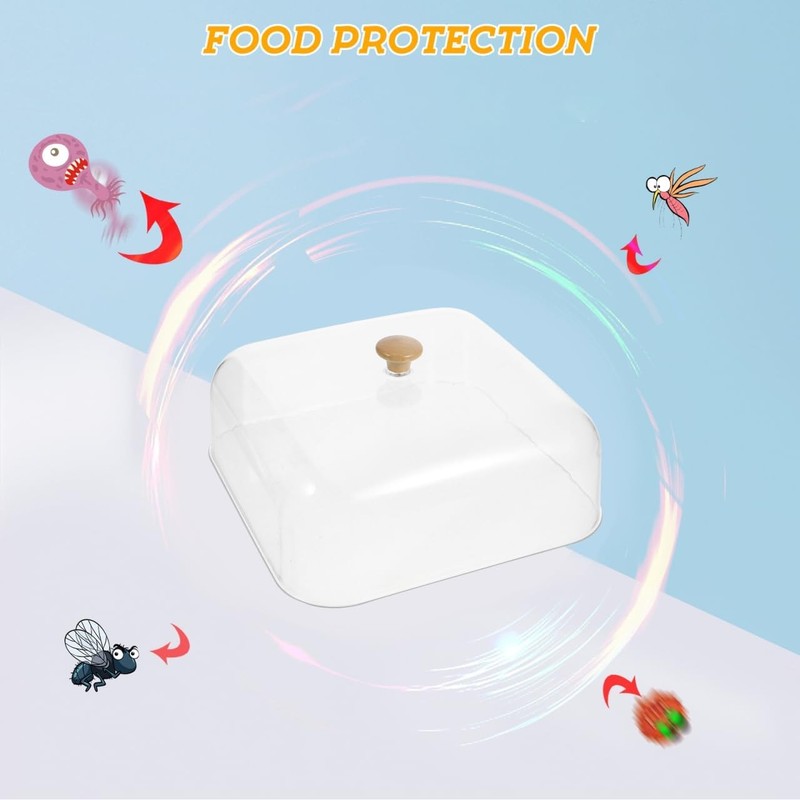 Cake Cover Lid: Square Clear Food Plate Tray Platter Cover Bread Dessert Dish gallery