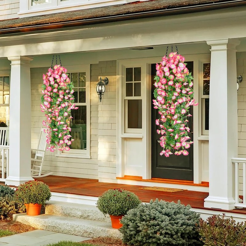 Pink-Edged Morning Glory Vines (3-Piece) – UV-Resistant Artificial Hanging gallery