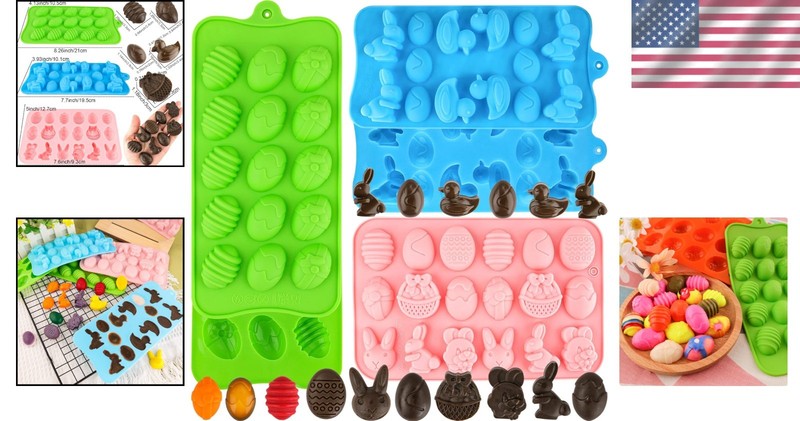 Vibrant 5 Pack Easter Egg Silicone Mold - Non-Toxic Baking for Festive Treats gallery