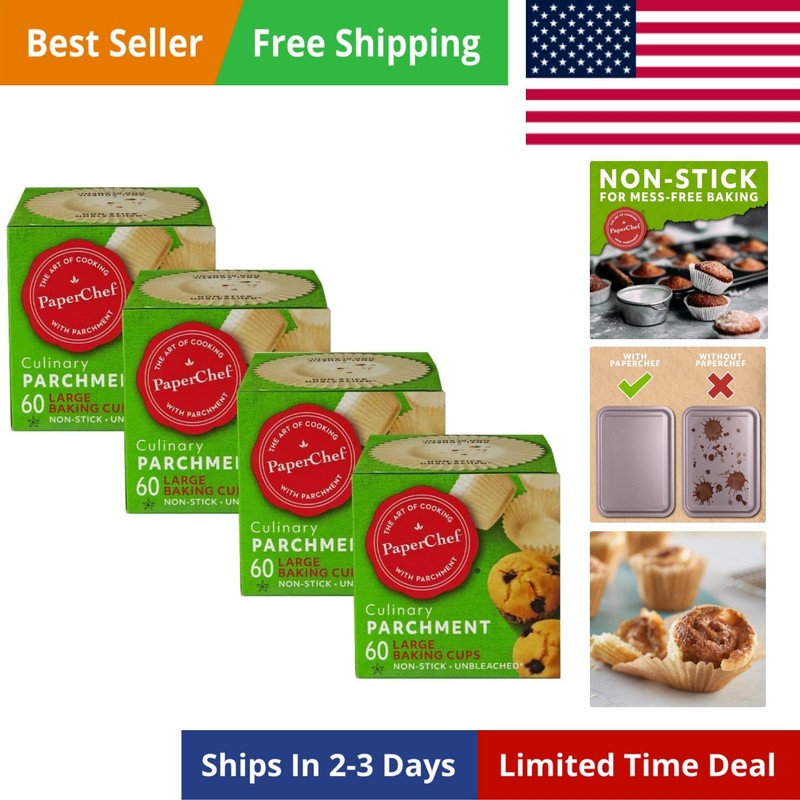 Large Parchment Baking Cups – Easy Release, Non-Stick, Unbleached & Compostab…