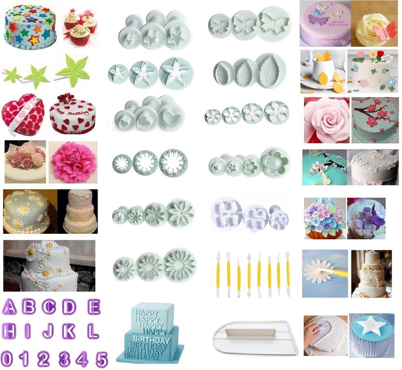 Fondant Cutters & Molds Set for Cake Decorating, Icing Smoother & Plunger Cutter gallery
