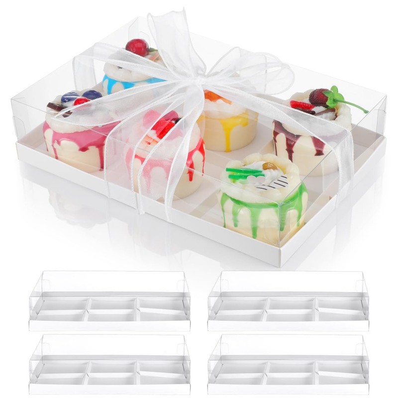 5pcs Boxes Dessert Divided Snack Cupcake Boxes Chocolate Packaging Cookie Pac…