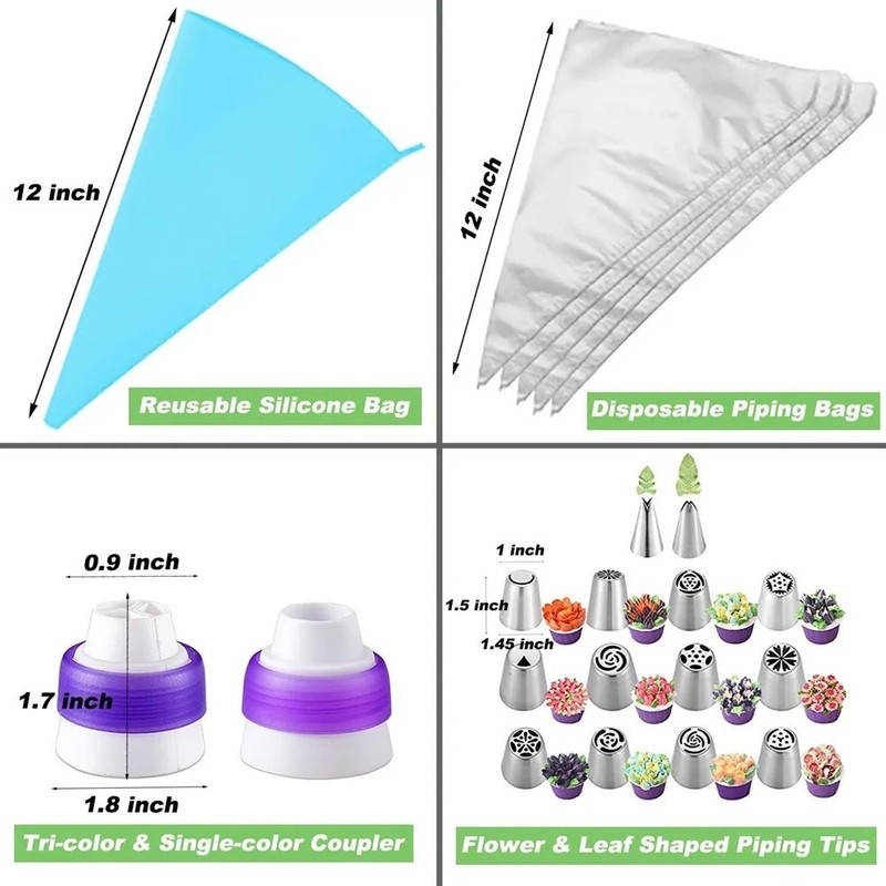 27pcs Russian Piping Tips Set Flower Tulip Nozzles Cake Pastry Decorating Kit gallery