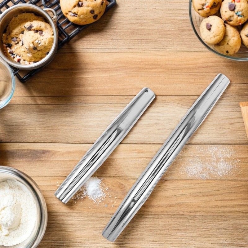 2 Pcs Stainless Steel Roller Rolling Pin Bread Making Tools Baking Rollers gallery