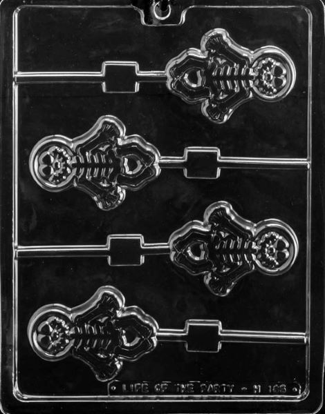 H185 Skeleton Lollipop Chocolate Candy Soap Mold w/Instructions