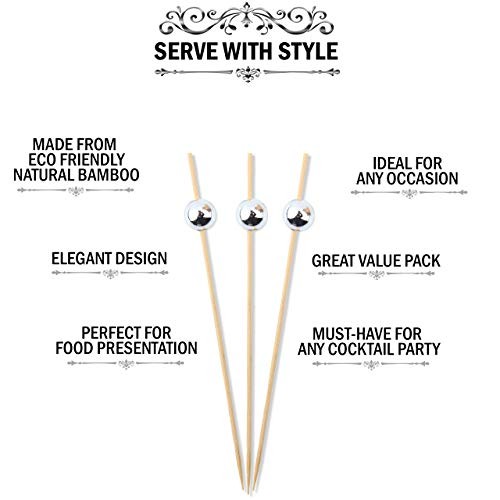 Cocktail Picks - (Pack) 4.75 Inch Pearl Toothpicks for Appetizers, 120 Silver gallery