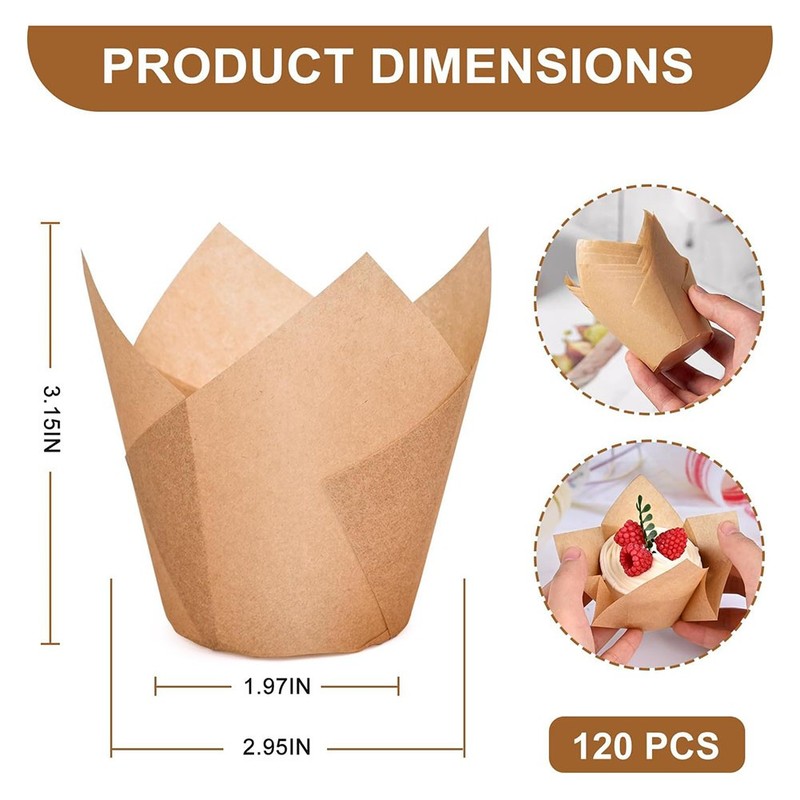 120 Counts Natural Cupcake Liners for Baking Cups, Parchment Muffin8041 gallery