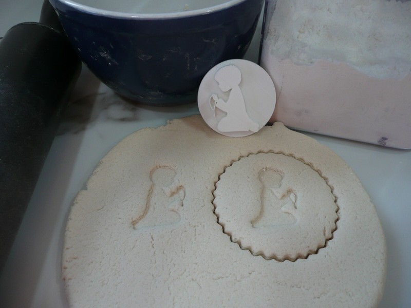 BOY KNEELING IN PRAYER COMMUNION COOKIE STAMP EMBOSSER MADE IN USA PR5564 gallery