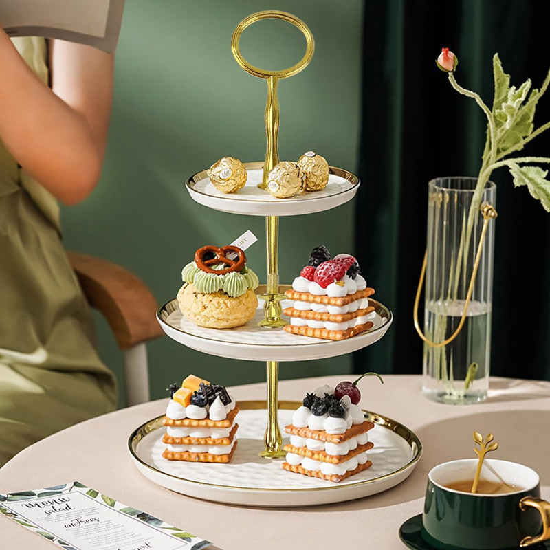 4 Sets 15’’ 3-Tier Cake Tray Stand Handle, Multi-Tier Metal Dessert Fruit Center gallery