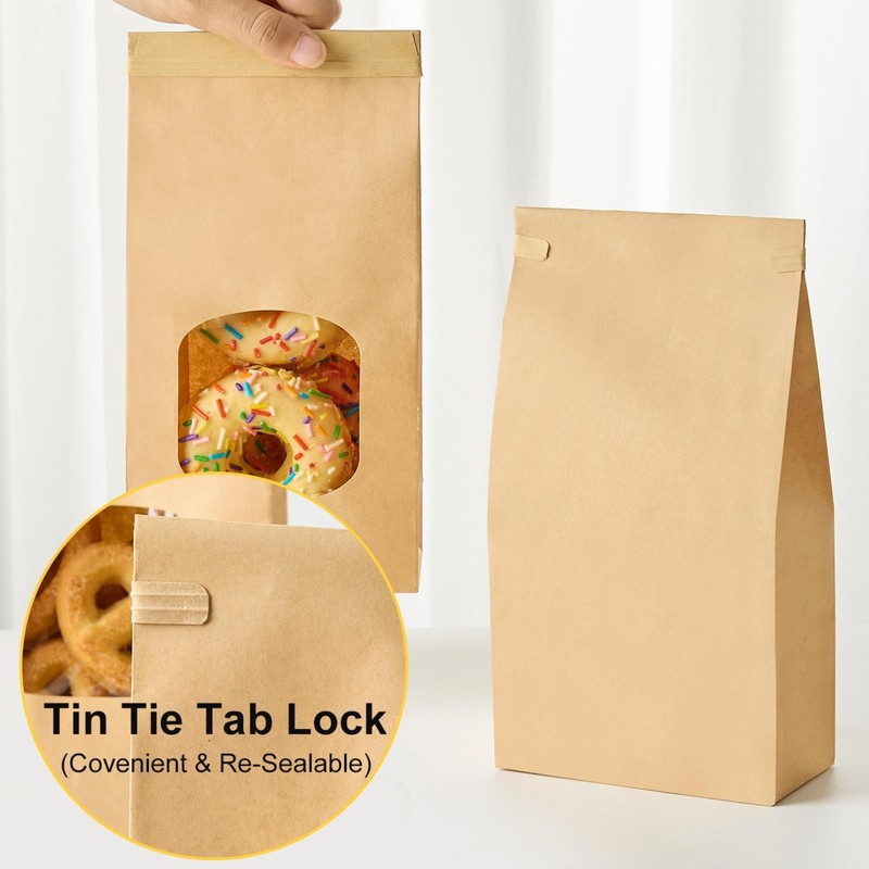 Ocmoiy 100Pcs Medium Bakery Cookie Bags with Window, 4.5x2.36x9.6 Inch Tin Ti... gallery