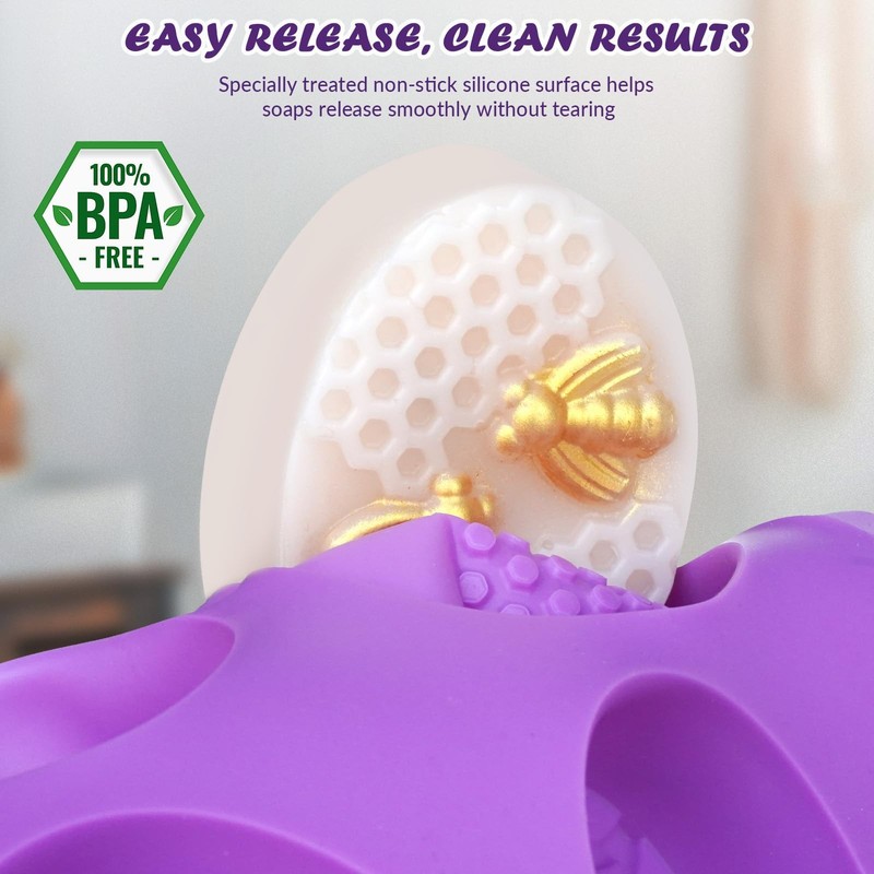 Silicone Bee Honeycomb Flower Oval Bar Molds, 6 Shapes 12 Cavities for Candy ... gallery