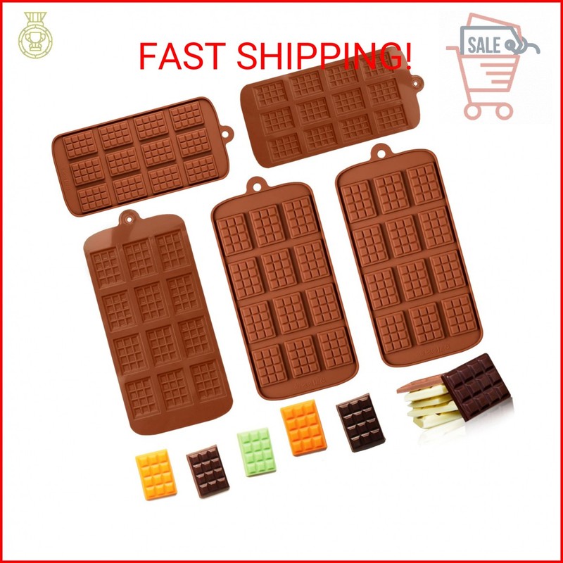 5 Pieces Silicone Break Apart Chocolate Moulds,Silicone Square Mold,Non-Stick Ca