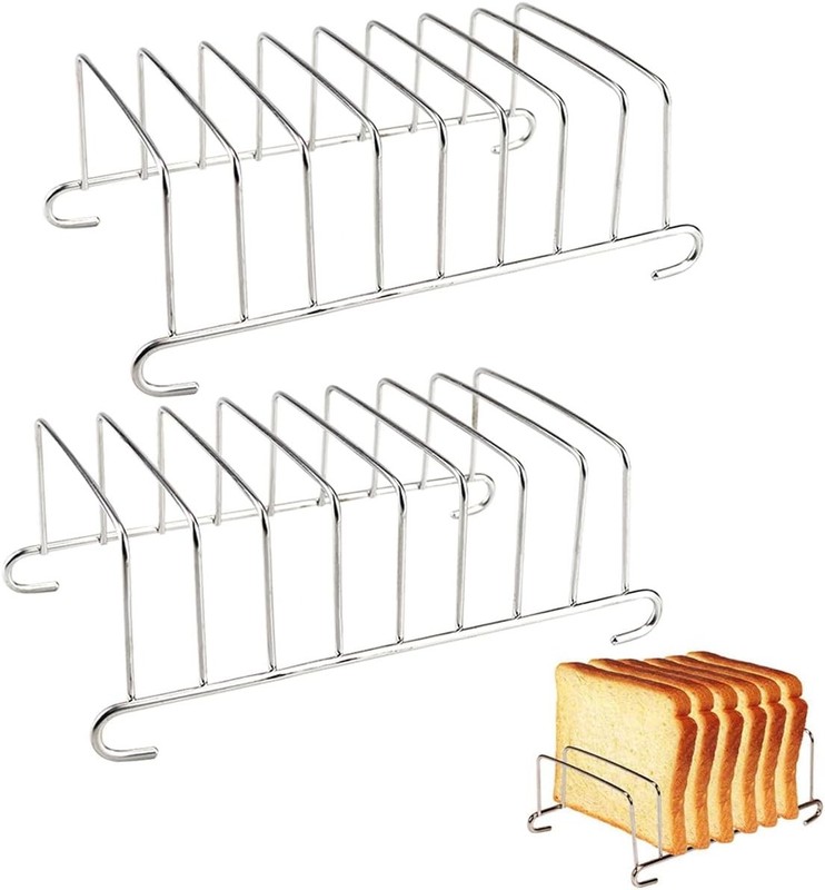2Pcs 8 Slice Toast Bread Rack Stainless Steel Toast and Bread Holder​Breakfast