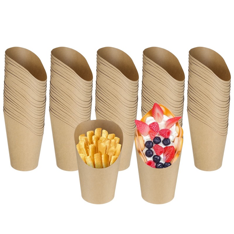 150Pcs French Fries Holder, 16oz Disposable Paper Charcuterie Cups, Brown