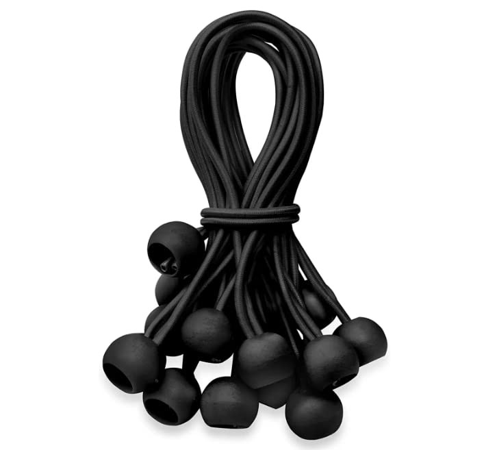 Ball Bungee Cords, Heavy Duty UV Resistant Elastic Strap, 6 Inch Black 20 Pack gallery