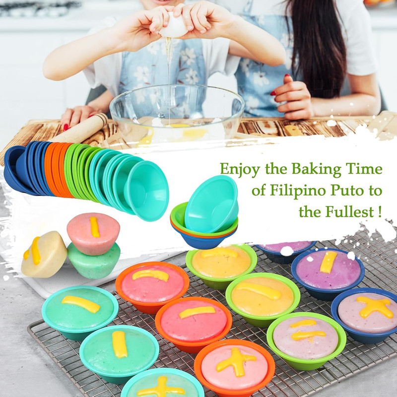 36 Pcs Platinum Silicone Puto Molder Filipino Medium-Size, 2.75" Reusable Kutsin gallery
