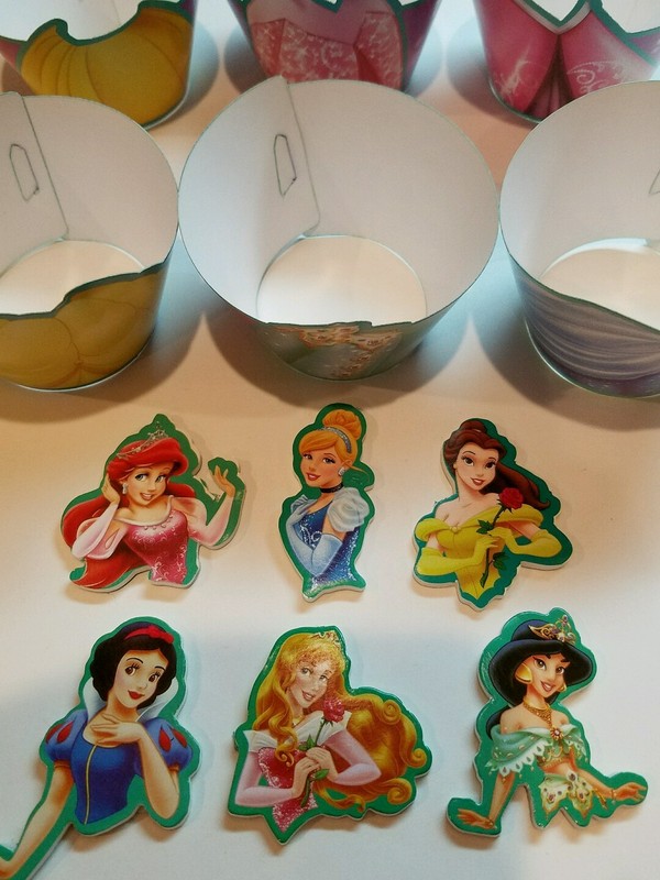 48 Pcs Set, 24 Princess Cupcake Wrappers & 24 Toppers Kids Birthday Party Supply