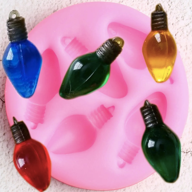 CHRISTMAS LIGHTS MOLD (Minis), Winter Cake Decoration, Light Bulbs Fondant Mold