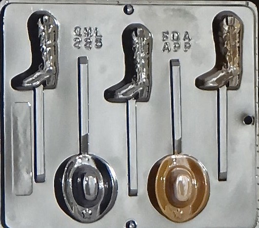 Cowboy Hats and Boots Lollipop Chocolate Candy Mold 225 NEW