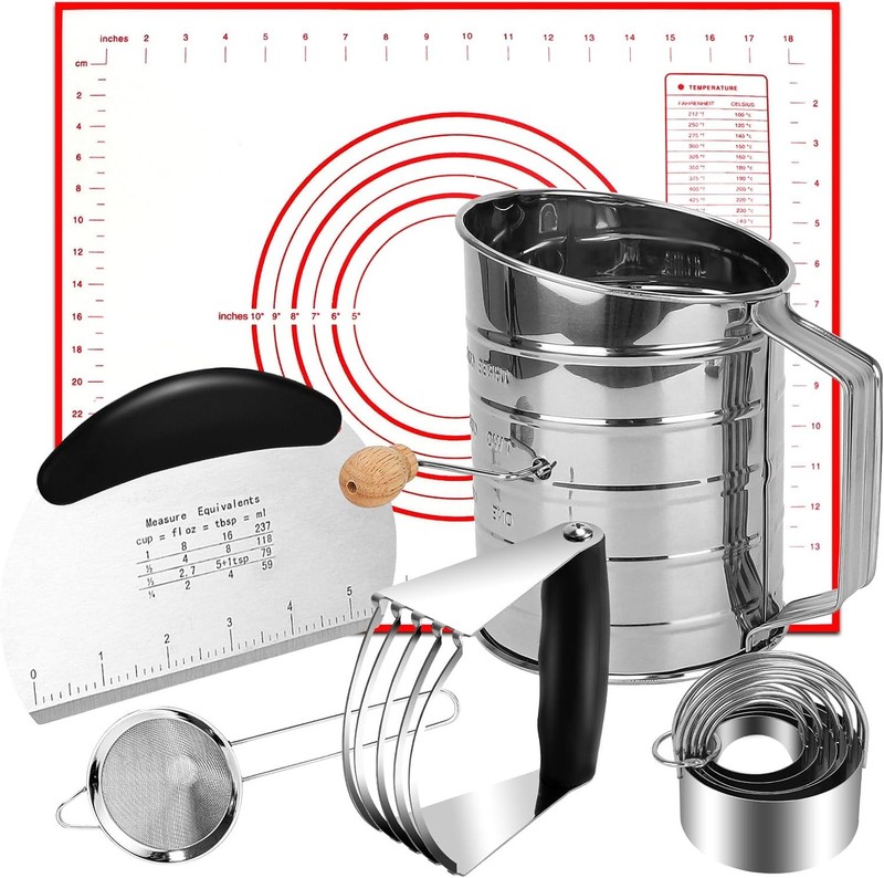 Biscuit Cutter Set,10Pcs Stainless Steel Pastry Blender Set with Pastry Cutter,5