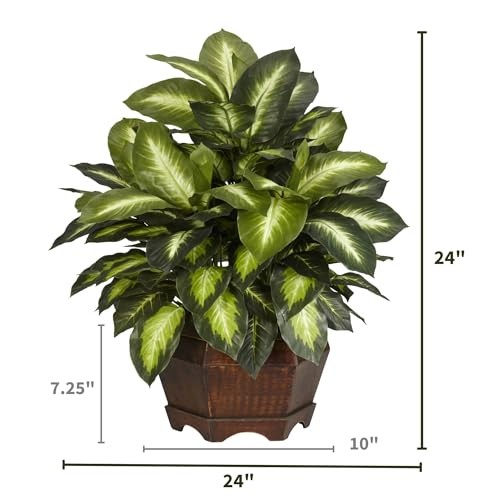 Nearly Natural 24In Dieffenbachia Artificial Plant Faux Greenery Decorative gallery